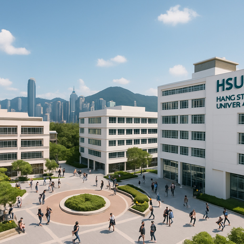 香港恒生大学校园与金融区全景